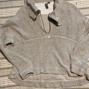 Sweaty Betty Light Gray Half-Zip Turtleneck Sweater